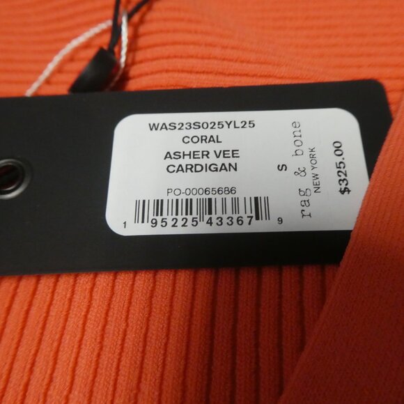 Rag & Bone Asher Vee Cardigan size  Small Petite (crop 3/4) Coral - Picture 8 of 12